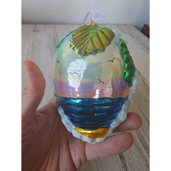 Hawaii cruise boat glass glitter ornament remember palm tree flowers unique Xmas - Picture 6 of 11